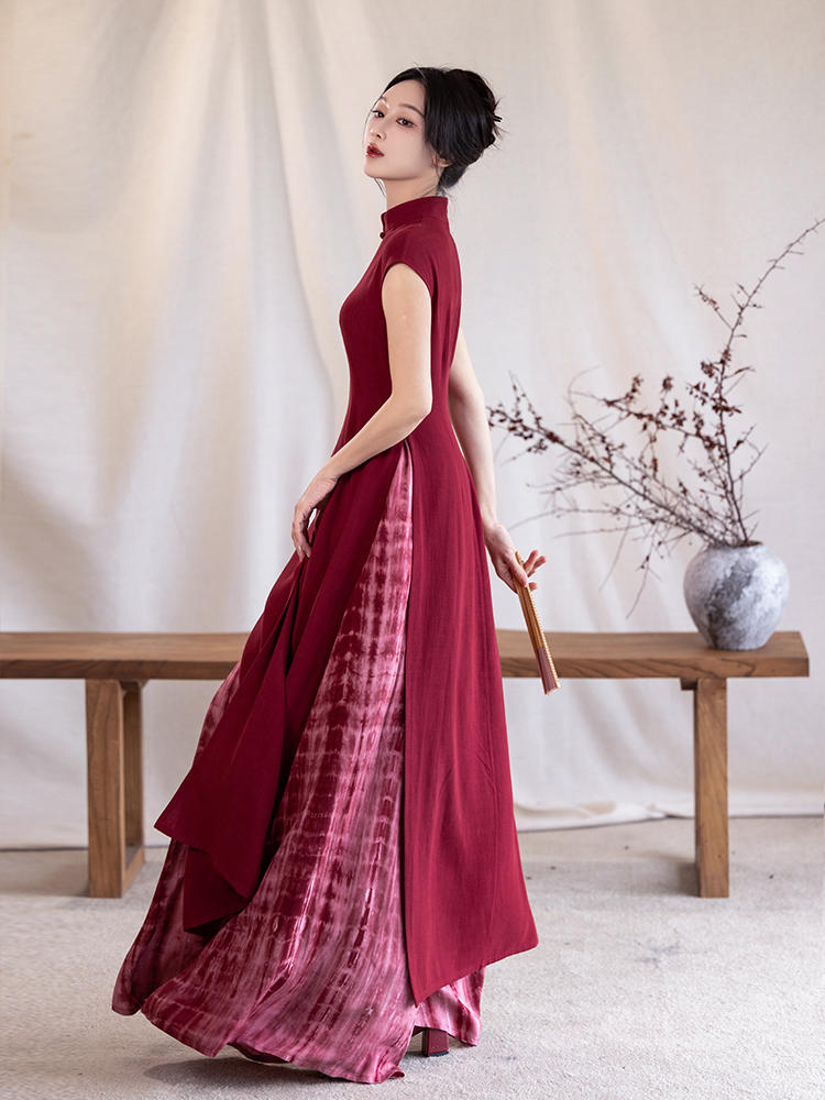 Wine Red Premium Sequin Qipao (红妆)