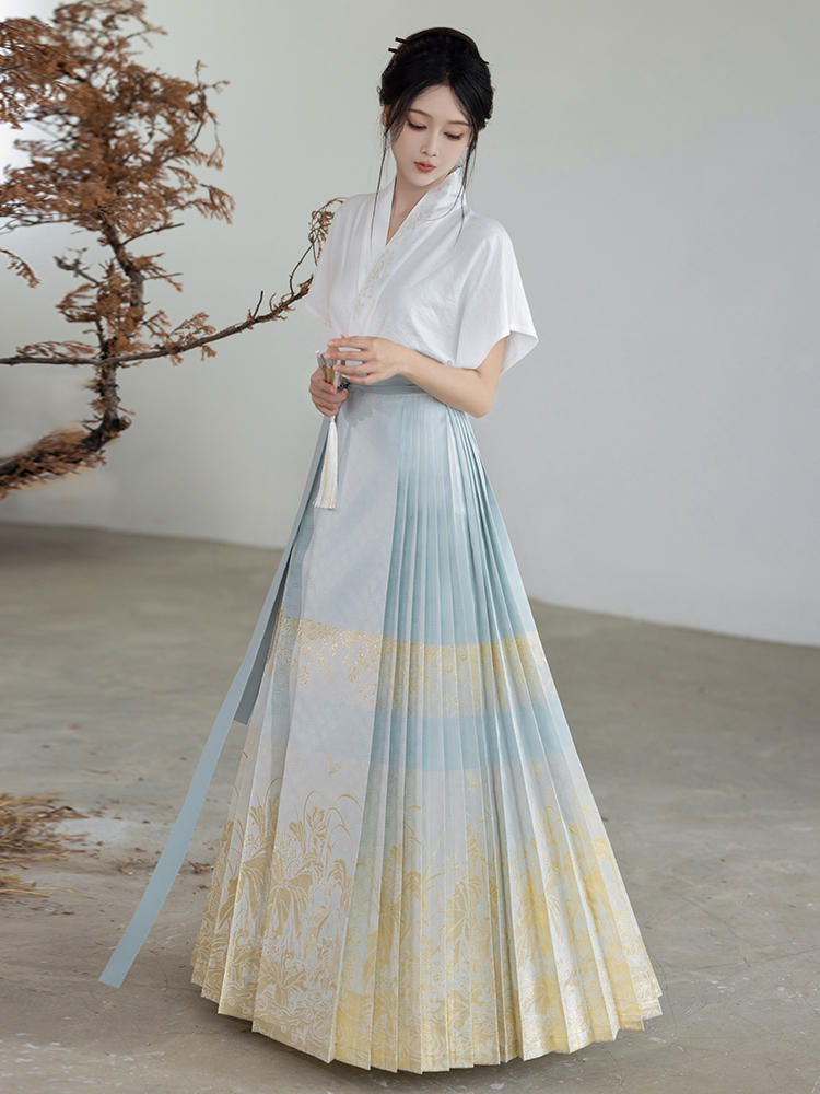 Lotus Melody | Modern 2-Pieces Ma Mian Skirt Set (莲笙)