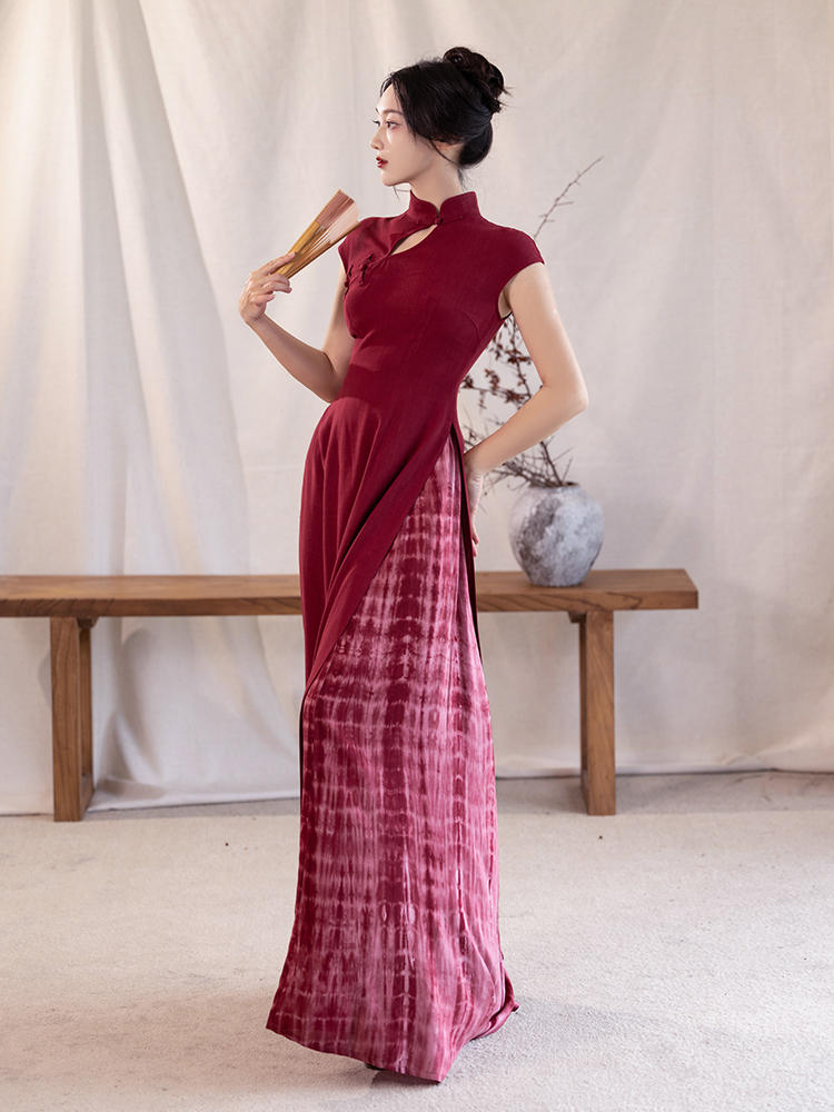 Wine Red Premium Sequin Qipao (红妆)