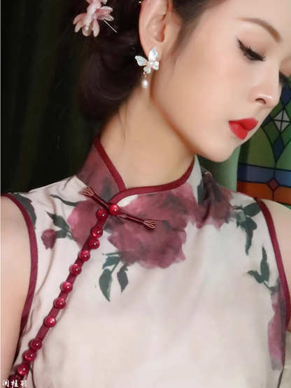 Rosy Romance | Satin Qipao Dress (玫瑰恋曲)