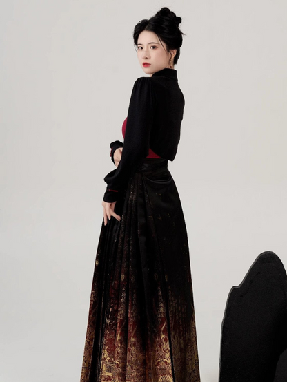 Cinnabar | Modern 3-Pieces Ma Mian Skirt Set (丹砂)