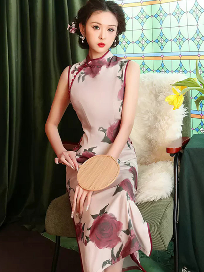 Rosy Romance | Satin Qipao Dress (玫瑰恋曲)